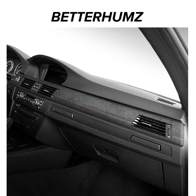 Lepšiehumz pre BMW Series 3 E90 2005-2012 Vnútorné príslušenstvo vozidla Dashboard Panel Trim Sticker Strip Strip Console vyrobená z Alcantara