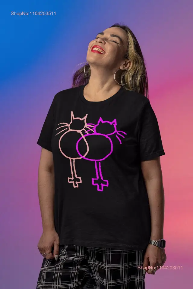 Lesbické mačky tričko LGBT Pride Gay Pussy Funny Pre majiteľov mačiek dlhé alebo krátke rukávy