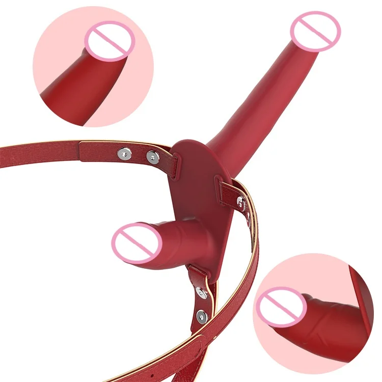 Lesbické silikónové dvojité dildo Dildo Nositeľné kožené nohavice ženský masturbator stimulácia G-Spot Smooth Soft Sex hračky hračky 성인용품 18