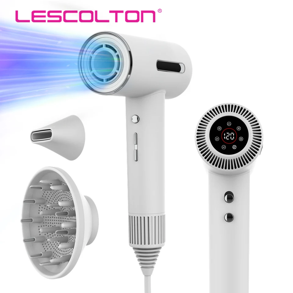 Lescolton Hair Sušer Vlasy Fúkanie negatívnych iónových féderov 1600W Styling Nástroj Výkonný pre vysokorýchlostný nízko hluk Rýchly suchý