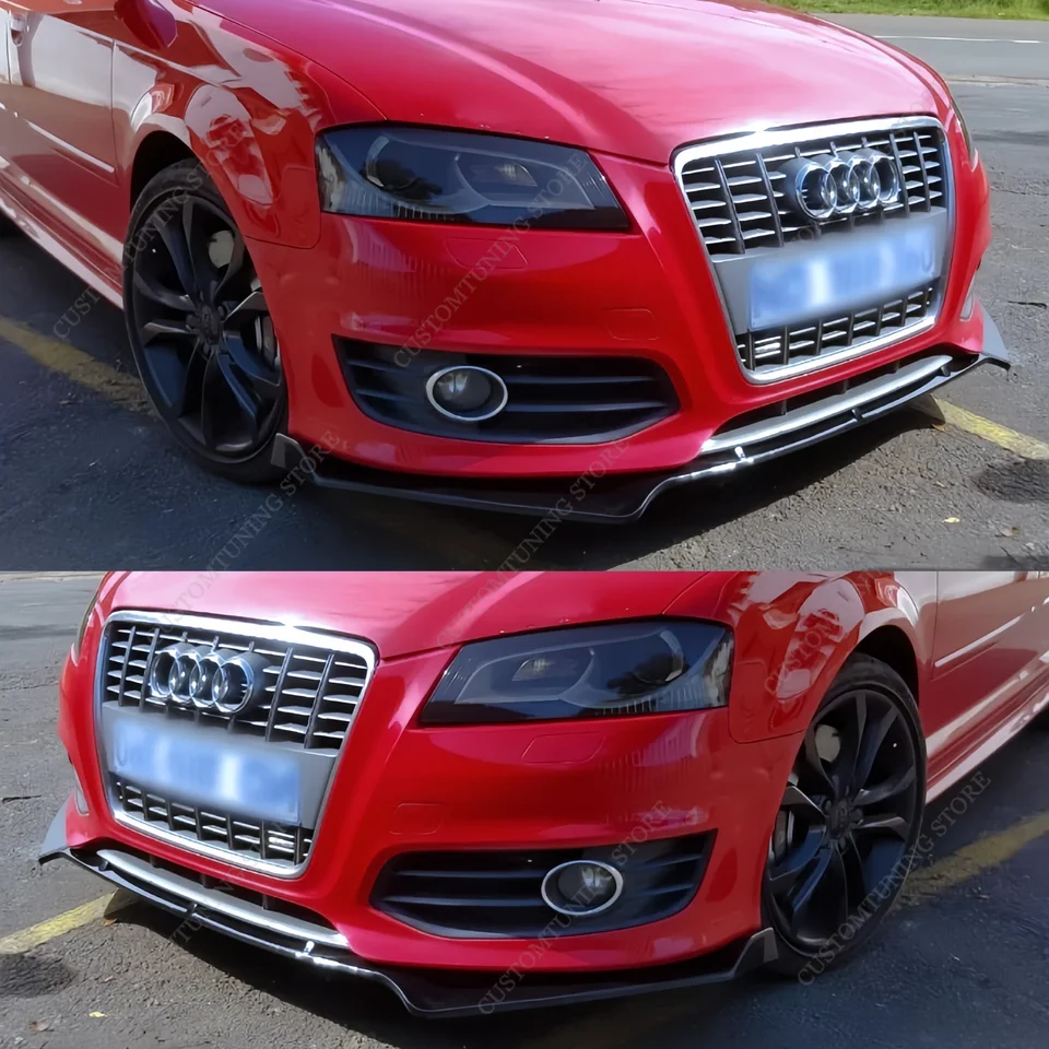 Lesk čierny predný nárazník Splitter Splitter Difuser Difufit pre Audi S3 8p 2008-2012 S3 iba facelift BodyKits Tuning