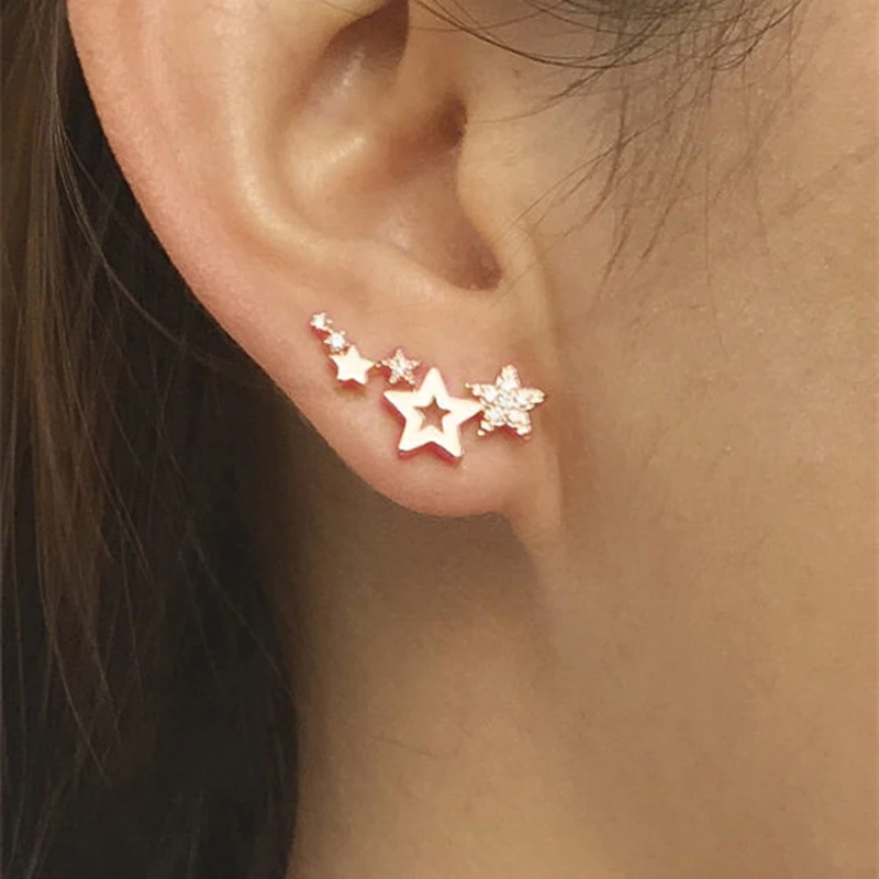 Leskiny Star Stud náušnice pre ženy Elegantné zirkón kamienok Mini hviezda fešky Dievčatá narodeniny módne šperky darčeky