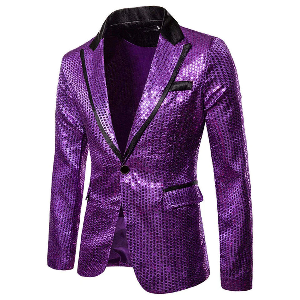 Leskiny šatky golierové flitry Blazer Bunda pre mužov Night Club Party Party Men Suit Blazer Homme kostýmové pódium