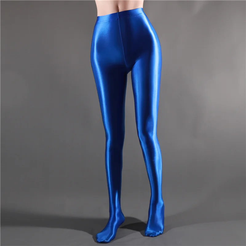 Lesklý lesklý vysoký pás zdatnosť s ponožkami javiskový výkon leggings pódium show chudé jogové nohavice Ženské oblečenie