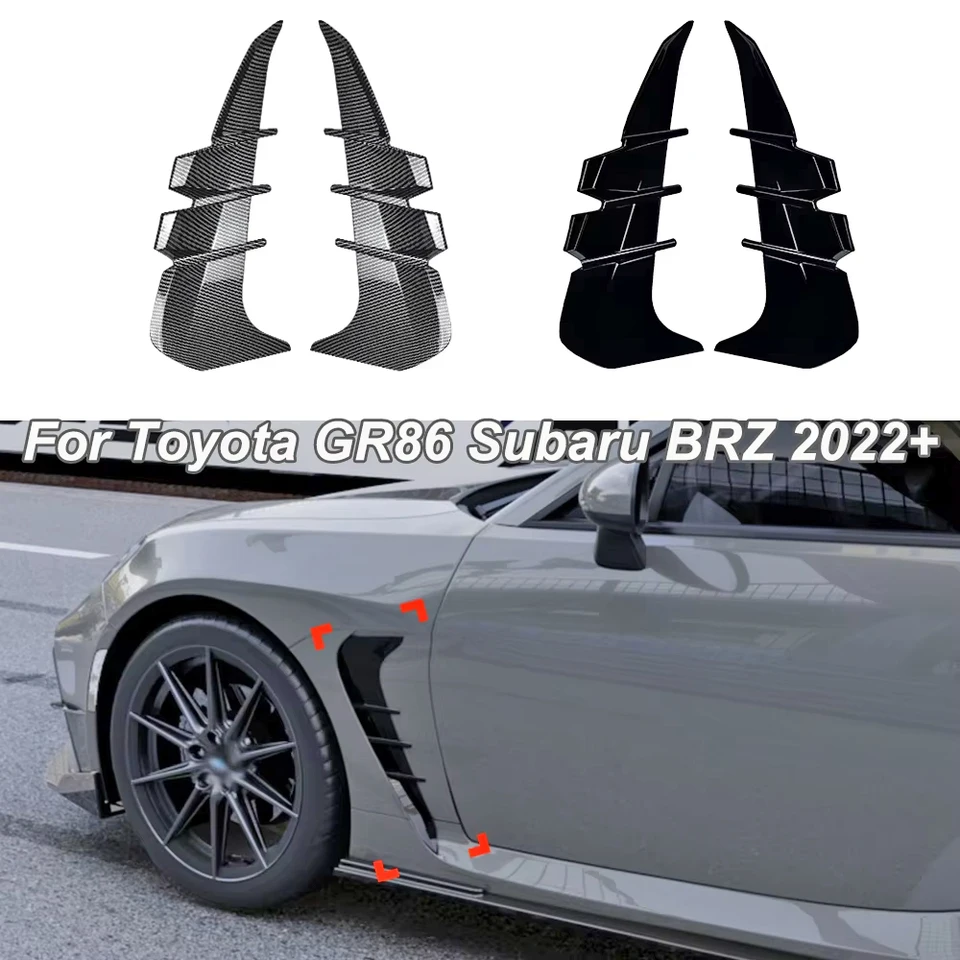 Lesklý čierny predný blatník bočné vzduchové vzduchové vetracie spojlery auto karoséria Stitrel pre modifikáciu Toyota Gr86 Subaru BRZ 2022+