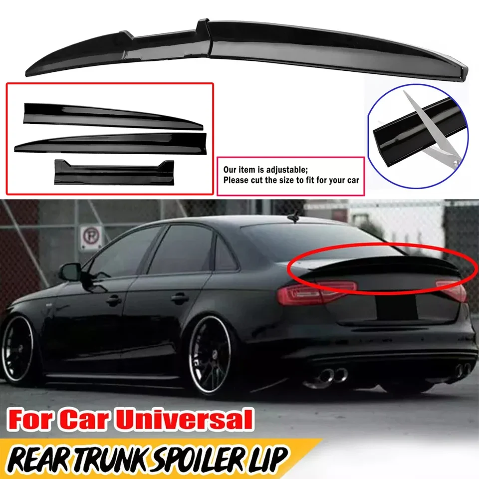 Lesklý čierny zadný horný strecha kufra Spiler pery DIY nastaviteľné chvostové krídlo pre sedan Univerzálny gumový chvost Truck Trunk Wing