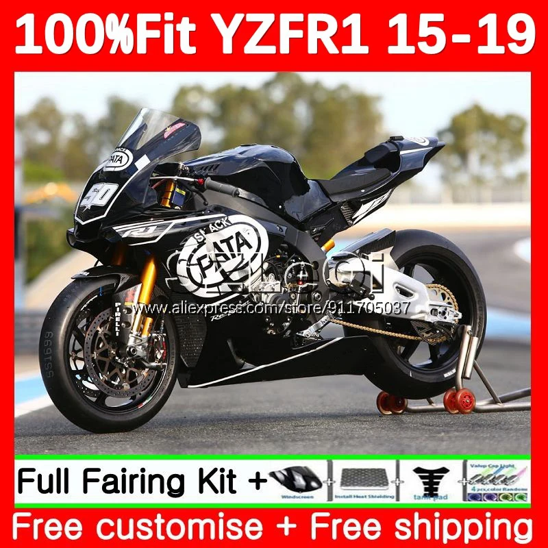 Leskované čierne injekčné telo pre Yamaha yzf R1 R 1 YZFR1 15 16 17 18 19 135NO.0 YZF1000 YZF-R1 2015 2016 2017 2018 2019 Fairing