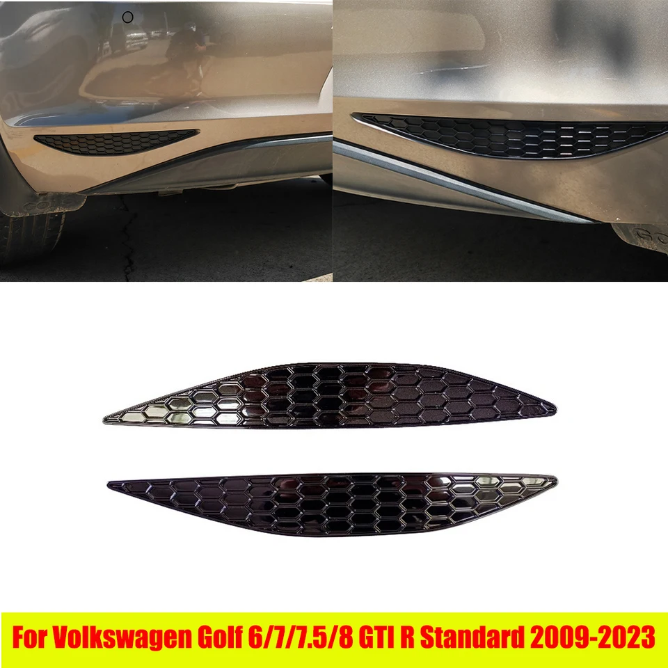 Leskovaný čierny zadný nárazník reflektor zadného hmly na štvorcový štýl pre obklad poťahu hmly pre Volkswagen Golf 6/7/7.5/8 GTI R 2009-2023