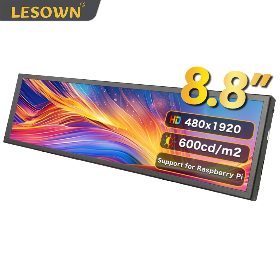 LESOWN 8,8 palca displej 1920x480 IPS sekundárna obrazovka 6.9 7.9 11.3 HDMI dlhá teplota PC Sensor Panel Small Extender Monitor