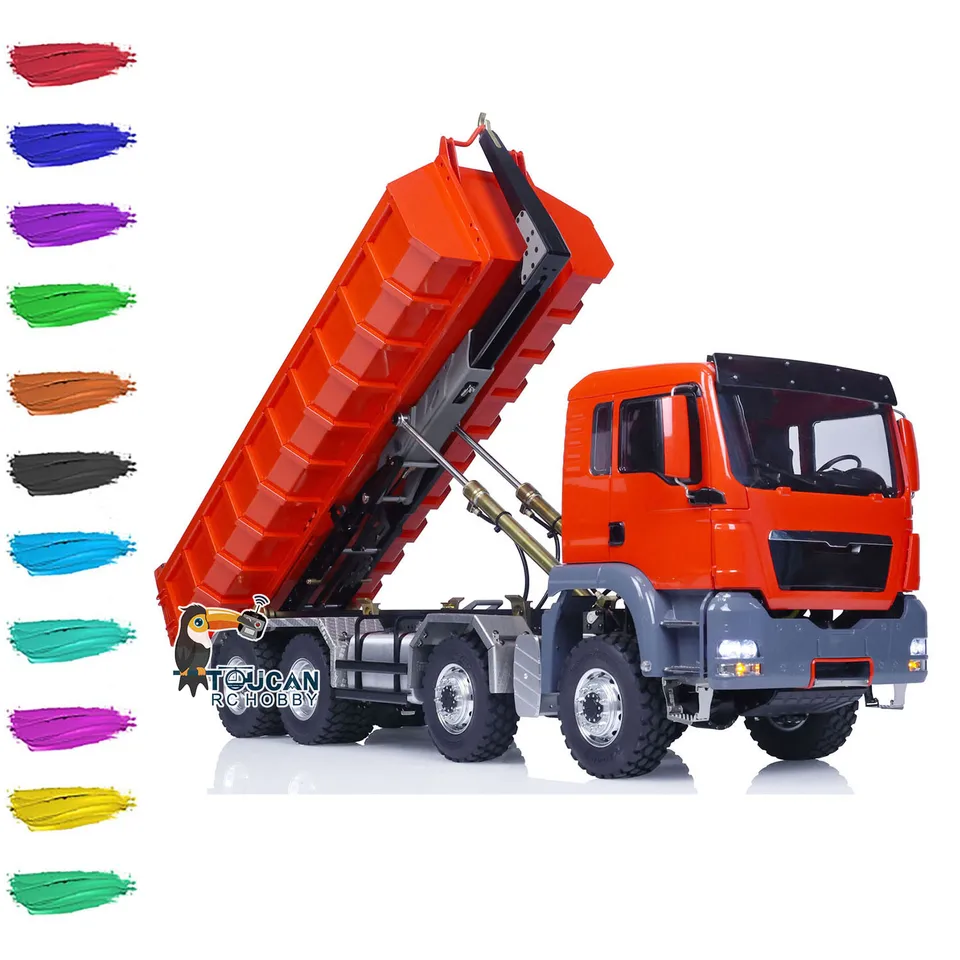 LESU 1/14 SACE TGS 8*8 HYDRAULICKÝ RC DUMPER TRACK ROLL ON/OFF SERVO MAALTOVANÝ MODEL RC TOY THZH0477-SMT4