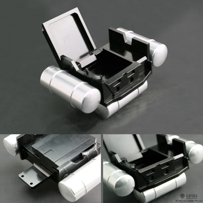 Lesu Metal Battery Box výfuková vzduchová nádrž pre 1/14 Tamiya RC Tractor Truck Scania Scania Benz DIY