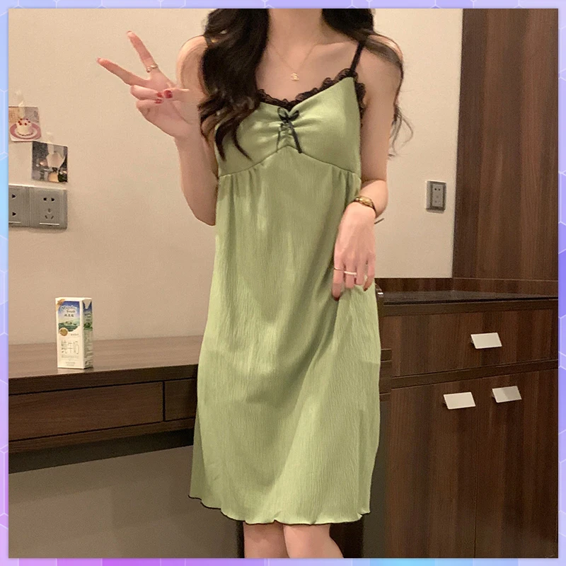 Letná bavlna Ženy Sexy Sleewear Nightwear Slip Nights Dress bez rukávov nočné košele plus veľkosť domáceho oblečenia Sleepshirt s čalúnenou podprsenkou