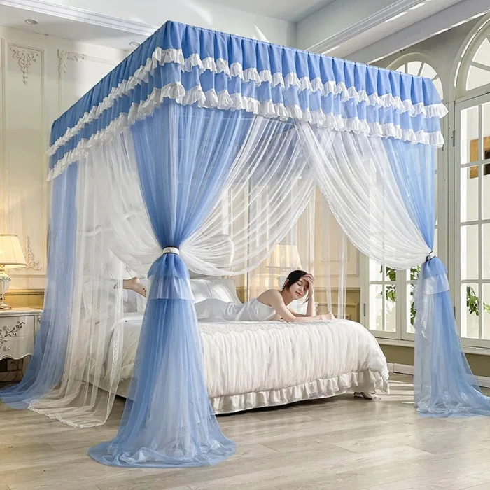 Letná dvojvrstvová palác Mosquito sieť s rámom Princess Bed Bed Canopy Nets Trojdverová spálňa dekorácie