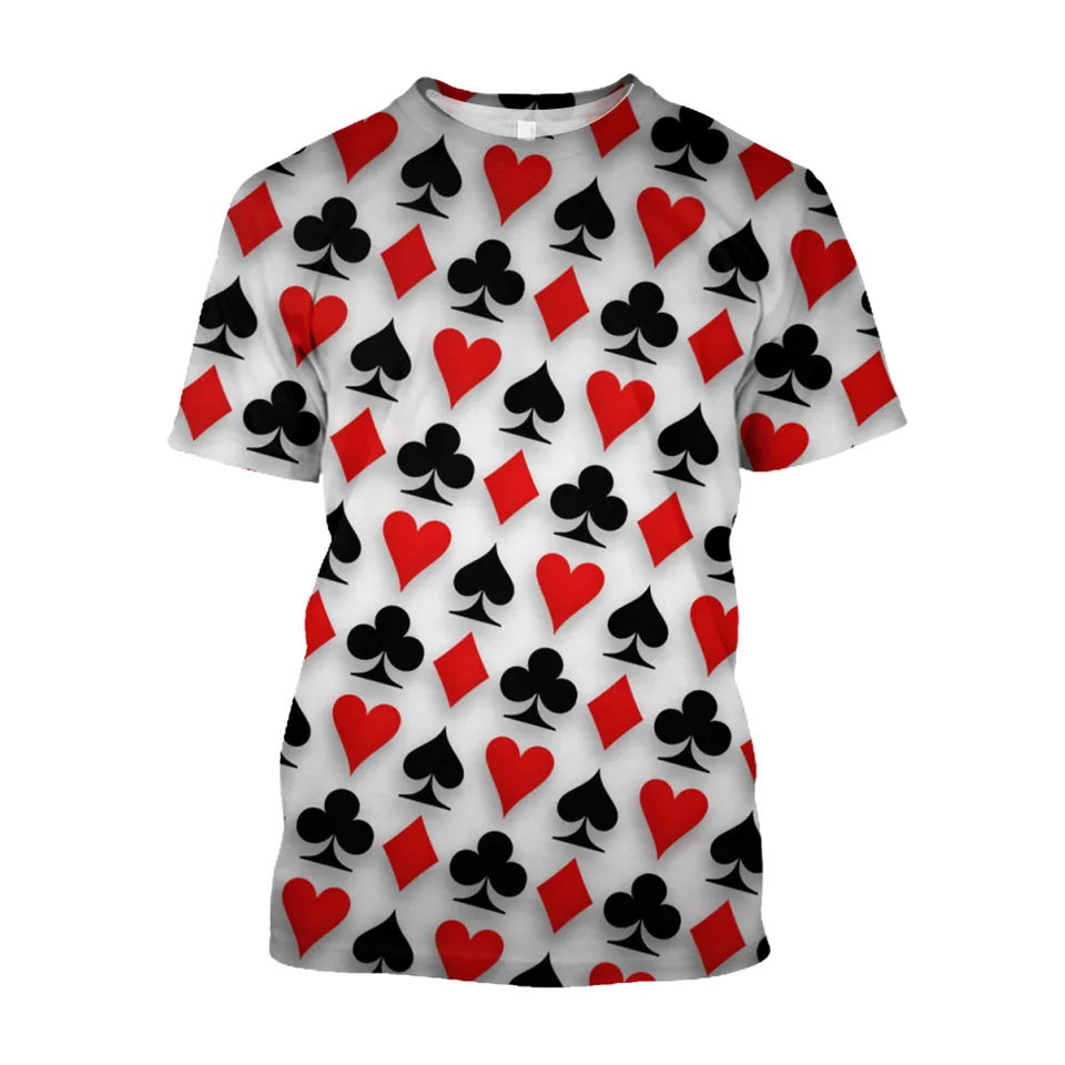 Letná módna hracia karta 3D tlač Tričká Streetwear Men Fashion harajuku Príležitostné nadmerné nadmerné O-Neck Tir Tops Tops