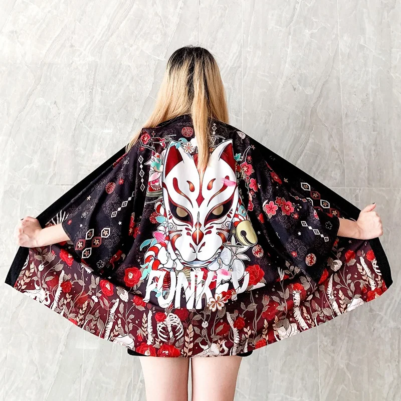 Letná pláž Kimono košeľa Haori Japonské dámske oblečenie Ázijské streetwear Cardigan Dámske kimono yukata ázijské oblečenie ZZ2032