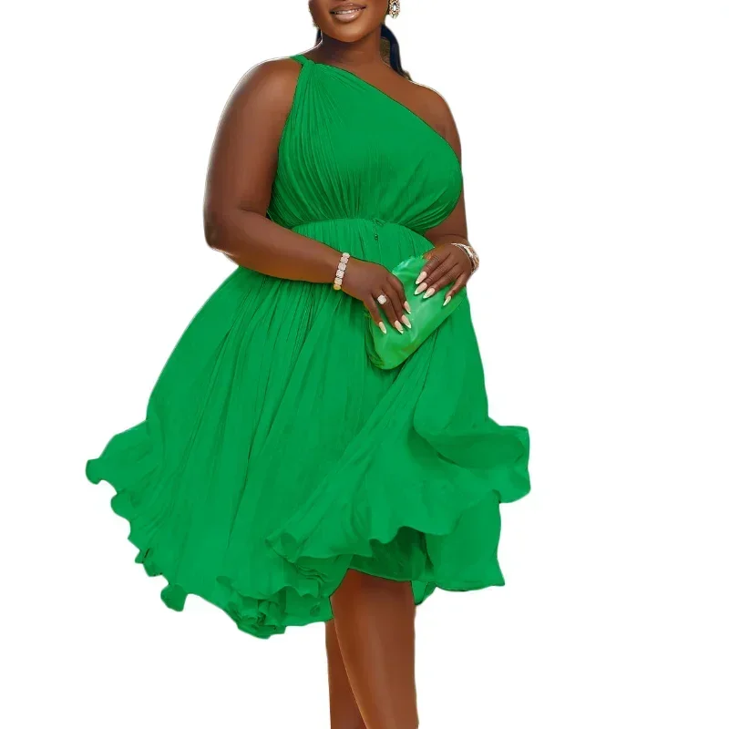 Letné africké ženy bez rukávov Žltá biela červená červená zelená polyester Pleins Polyester Kneele Dress Africké šaty pre ženy