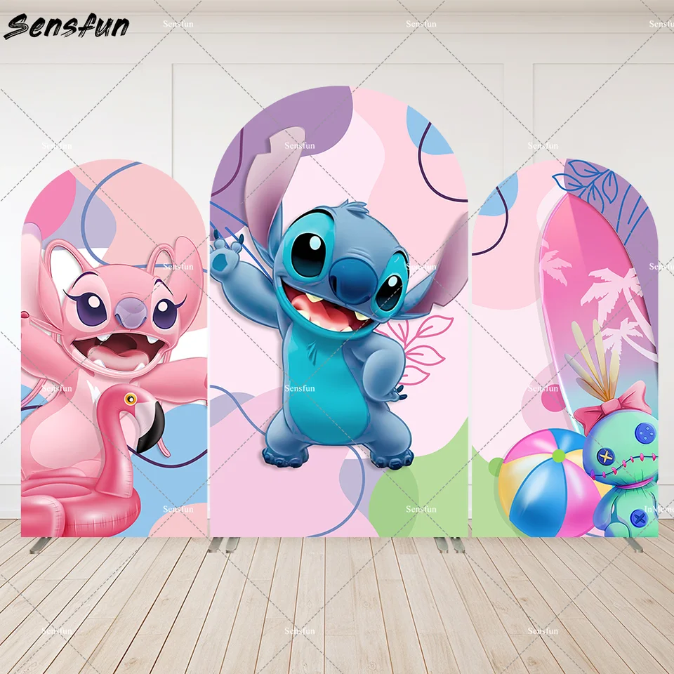 Letné Aloha Flamingo Angel a Stitch Birthday Arch Cover Cover Party Dodávky Surfing Kids bábätká Pozadie Banner