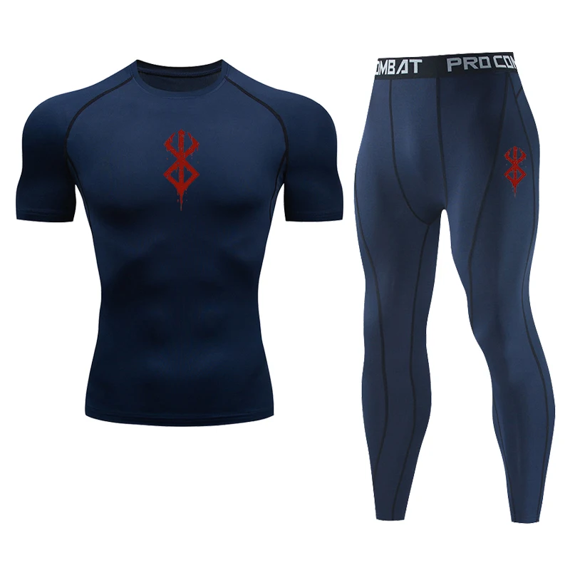 Letné bežecké športové oblečenie Men Gym Compression Compression Fitness Cvičenie rýchle suché joggingové ukazovatele 2-dielne súpravy Tričko+nohavice Men Obliekanie