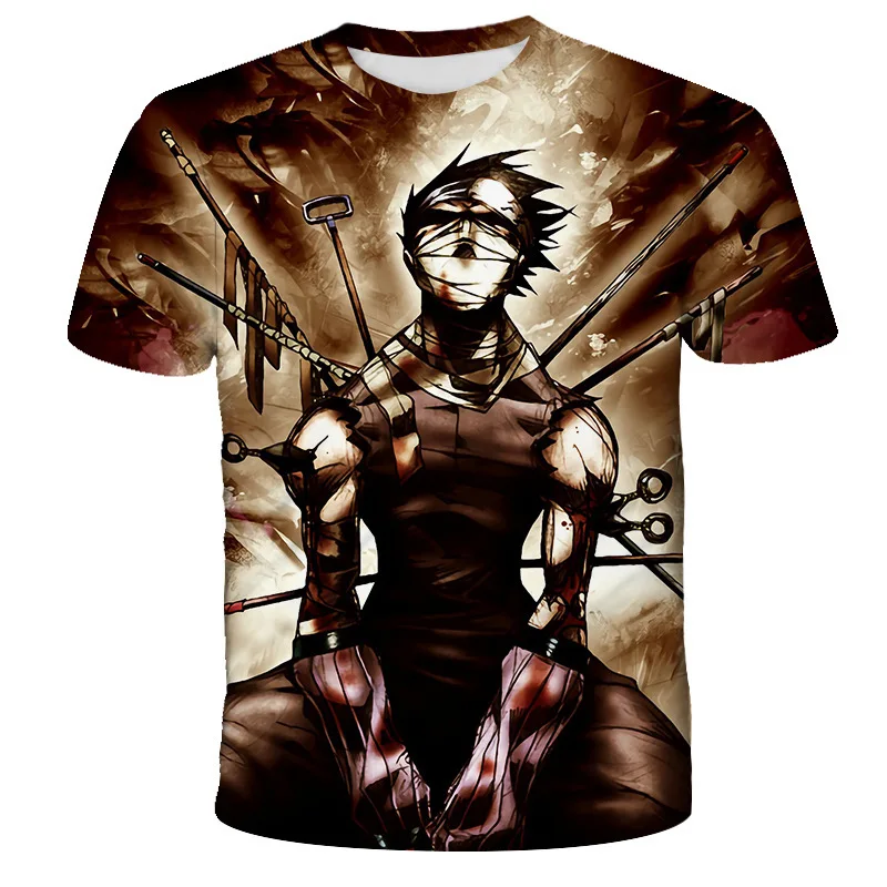 Letné cezhraničné mužské vytlačené 3D Naruto Character Charakter s krátkym rukávom, jeden kus detského oblečenia