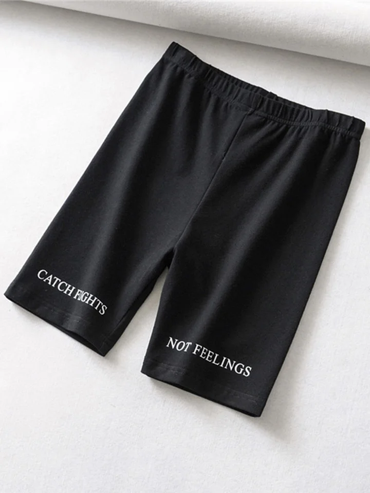 Letné cyklistické kraťasy 2023 Ženy Elastický pás Skinny fitness Korean Casy Sexy Letter tlač čierne šortky pantalony čierne