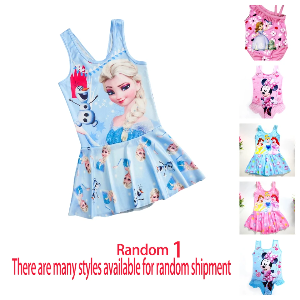 Letné detské dievčatká plavky batoľa Minnie bikini Anna Elsa Frozen Princess Swimsuit One Piece Kid Plauning Suit