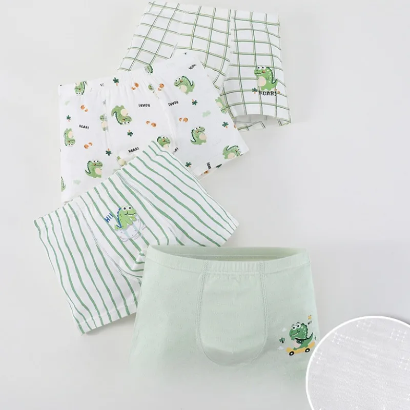 Letné dieťa tenké sieťové priedušné nohavičky 4ks chlapec Soft Comfort Antibakteriálne nohavičky 3+y Malé dieťa spodná bielizeň roztomilé tlačové nohavičky