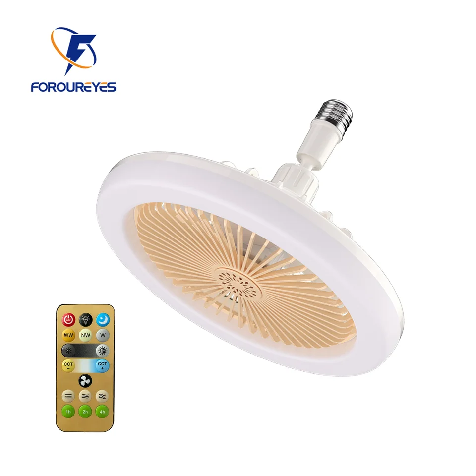 Letné E27 LED ventilátor LAMP 30W AC85-265V diaľkový ovládač stlmiteľný uhol nastaviteľnej žiarovky Detská izba Spálňa stropná lampa
