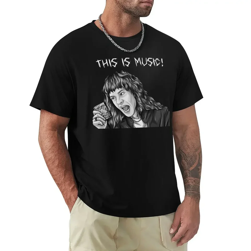 Letné harajuku vlastné tričko s ťažkou váhou neformálny nový príchod Eddie Munson Anime Toto je hudba! TEES BLACKS FUND FORD PRE MEN