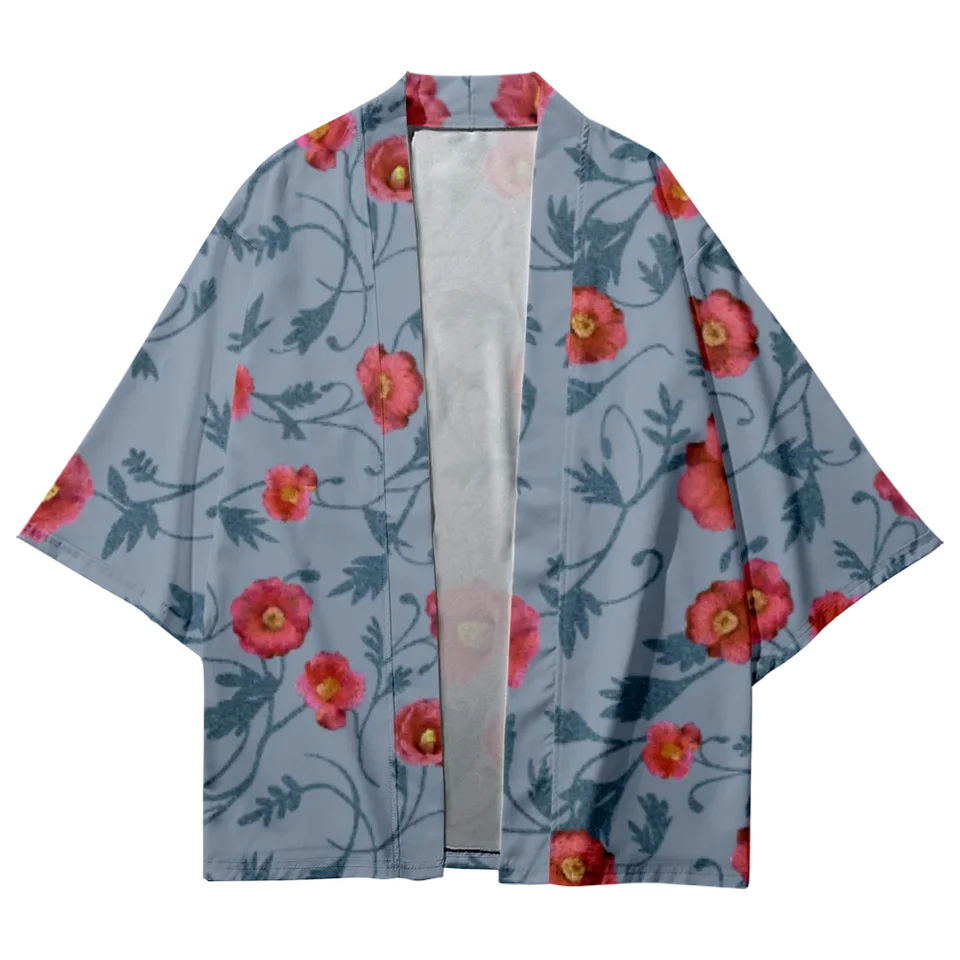 Letné kimono muži pláž Hawaiian košeľa módne ženy Cardigan Sakura vzor kimono župany yukata haori japonské oblečenie