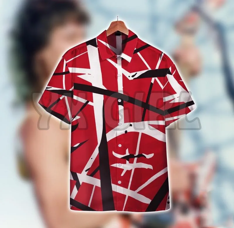 Letné košele Eddie Van Halen 3D po celom tlačenej havajskej košeli mužov pre dámske harajuku neformálne tričko Unisex