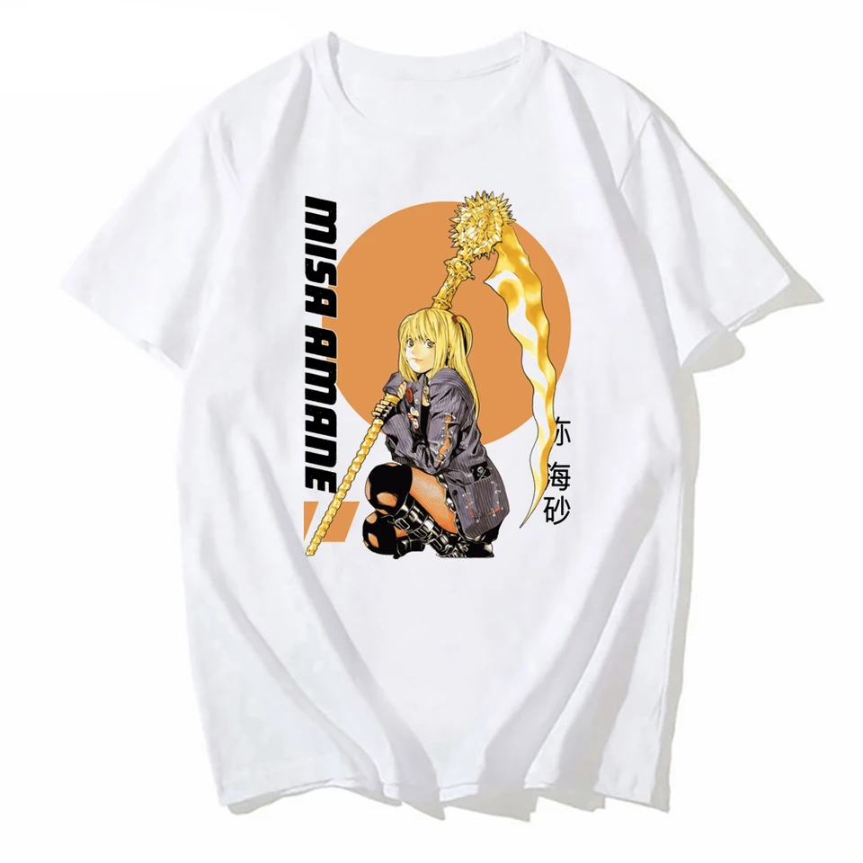 Letné kreatívne nadmerné tričko Anime dievča Misa Amane tlač Tee Homme Funny Otaku plus szie tričko
