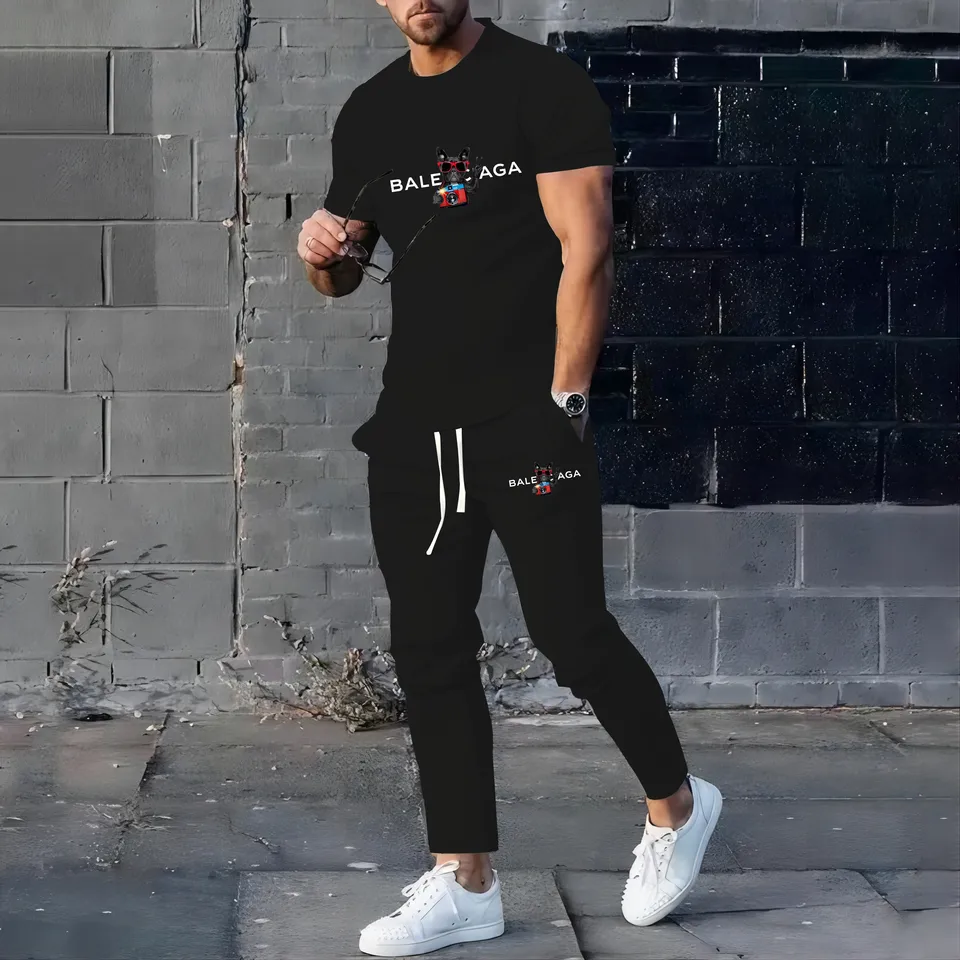 Letné módne pánske tričko Set Sportswear 3D tlačené oblečenie Sportswear s krátkym rukávom Streetwear Tričko Pants 2-Piece Set