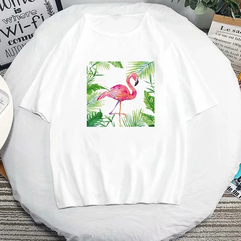 Letné módy dámske tričko kvetiny tlačené tričko Tričko Príležitostné čierne/biele topy O-krk Blusa ženské oblečenie Žena Študentka oblečenie