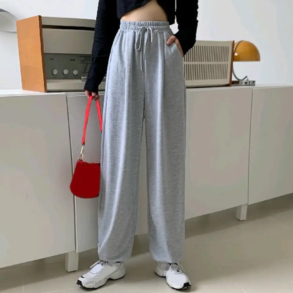 Letné nadrozmerné tepláky Ženy Vysoký pás Baggy Rogger široké nohavice na nohavice Základné nákladné nohavice Lady Streetwear Cast Pants