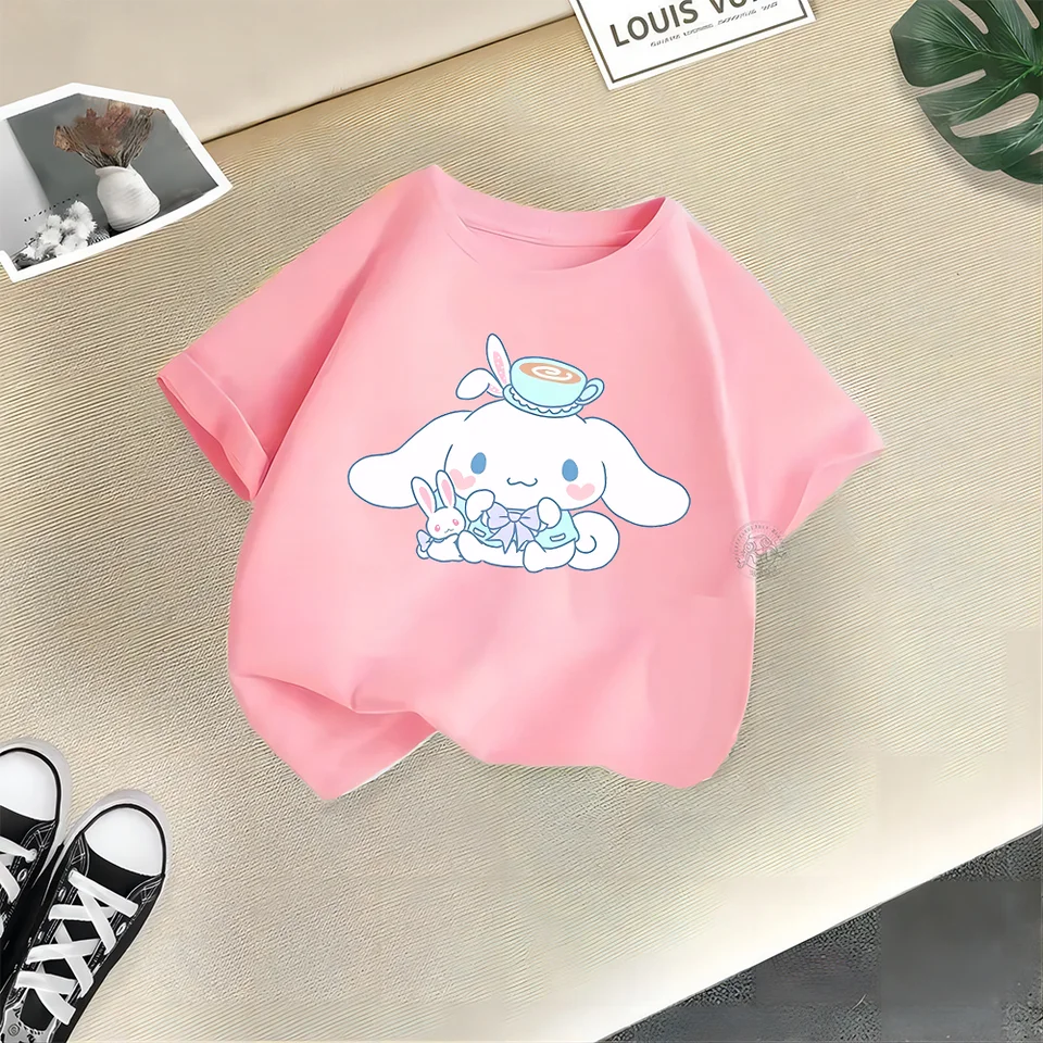 Letné oblečenie pre dospievajúci Sanrio 100% bavlnené tričko roztomilé veľké psa na psa