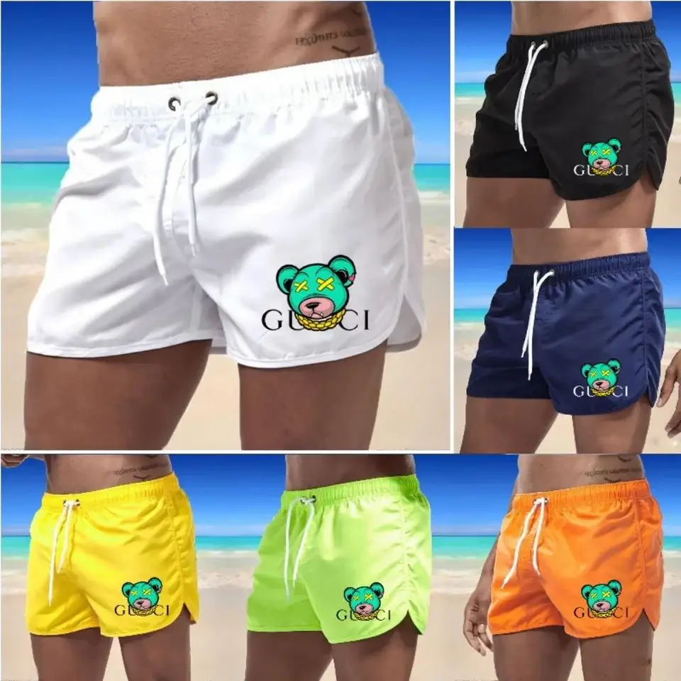 Letné plážové kraťasy MOHING SURFING GYM SURFING Krátke nohavice Pánske s rýchlym vysuchým plávaním Trunk Luxury Bear vytlačené