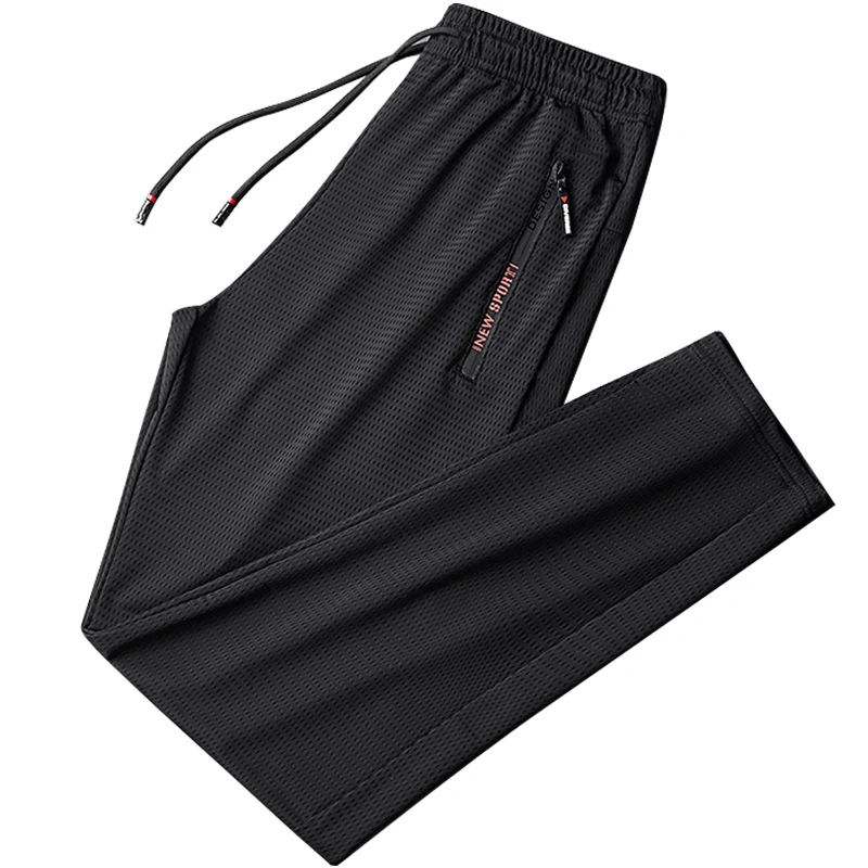 Letné priedušné sieťové čierne tepláky muži Beggers Sportswear Baggy Nohavice Mužské príležitostné stopy nohavice 7xl 8xl