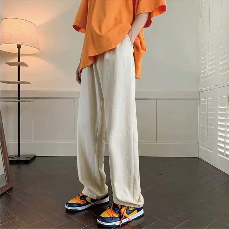 Letné príležitostné javky Y2K Straight Harem Pre mužov Kórejské módne streetwear Hrapserss Trousers Pevné farby široká noha vreckové tepláky