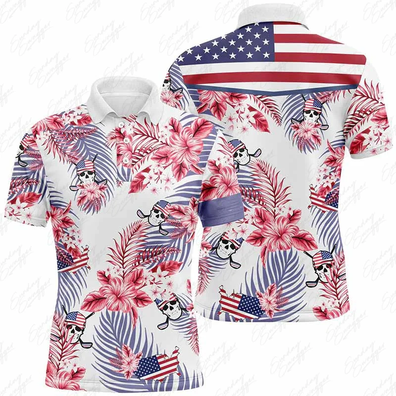 Letné pánske golfové tričko Outdoor Sports Tričko Rýchle sušenie oblečenia voľného času športový dres módne tlačené golfové oblečenie