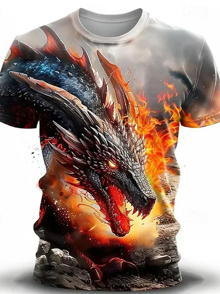 Letné pánske oblečenie Príležitostné grafické tričko Dragon 3D tlač Tričko Muži/ženy Sports Comfort Street Nadimace Tričko Tops