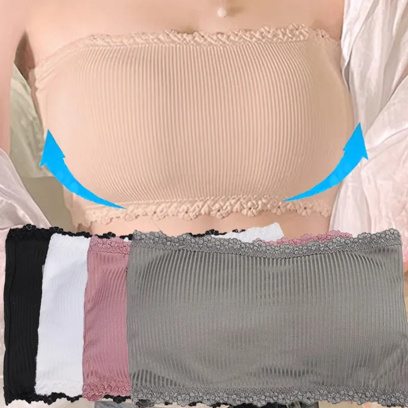 Letné remienky bez ramienok Sexy podprsenky tenké odnímateľné vankúšiky Dievčatá Voda absorpcia hrudník Zhromažďovanie svetlo Zhromažďovanie vrcholov Brassiere spodná bielizeň
