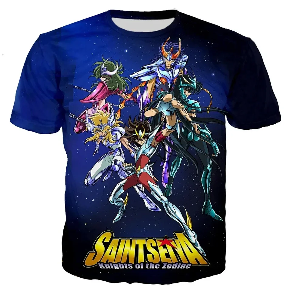 Letné retro klasické Saint Seiya 3D tlačené tričko Módne Pánske tričko Prispôsobené Trend Trend Trend Trend Nadmerné tričko