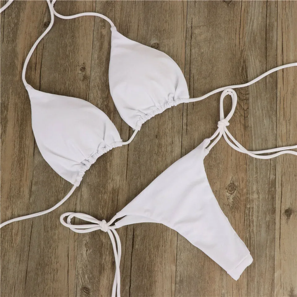 Letné sexy ženy bikiny šnurované halebné plavky Triangle Side Tie Split Female Beach Fľaša dovolenky Plavecký oblečenie