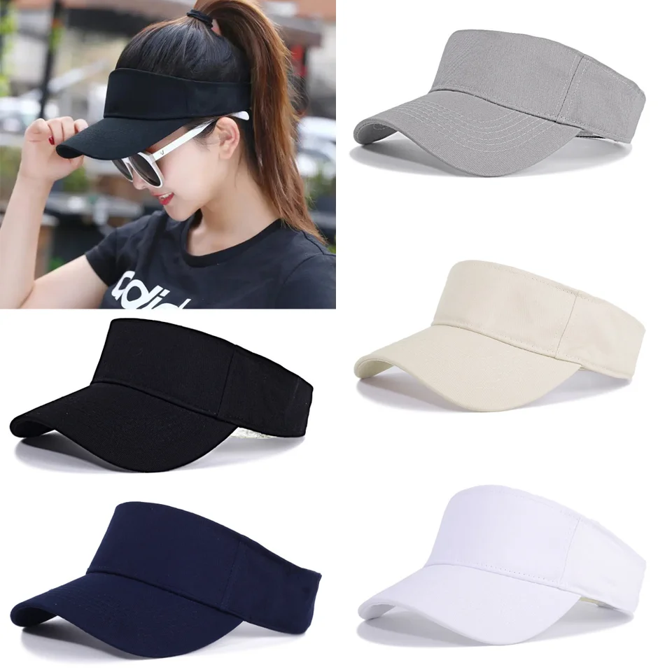 Letné slnečné klobúky Men ženy bavlna nastaviteľná vŕta UV ochrana Top prázdny Solid Sport Tennis Golf Running Sun Sorbreen Baseball Cap