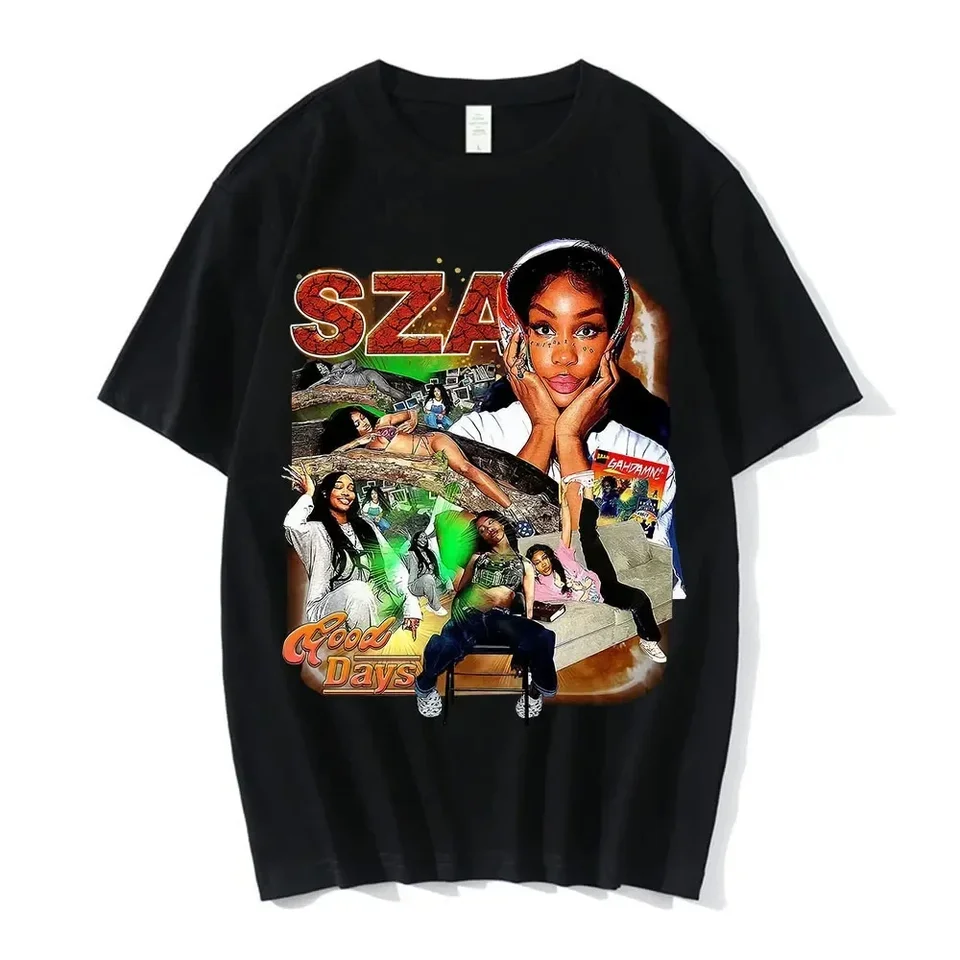 Letné SZA tlačené muži tričká módne tričko Cotton Hip Hop Rapper 90. roky neformálne odpaliská s krátkym rukávom Hip Hop prevýšené streetwear