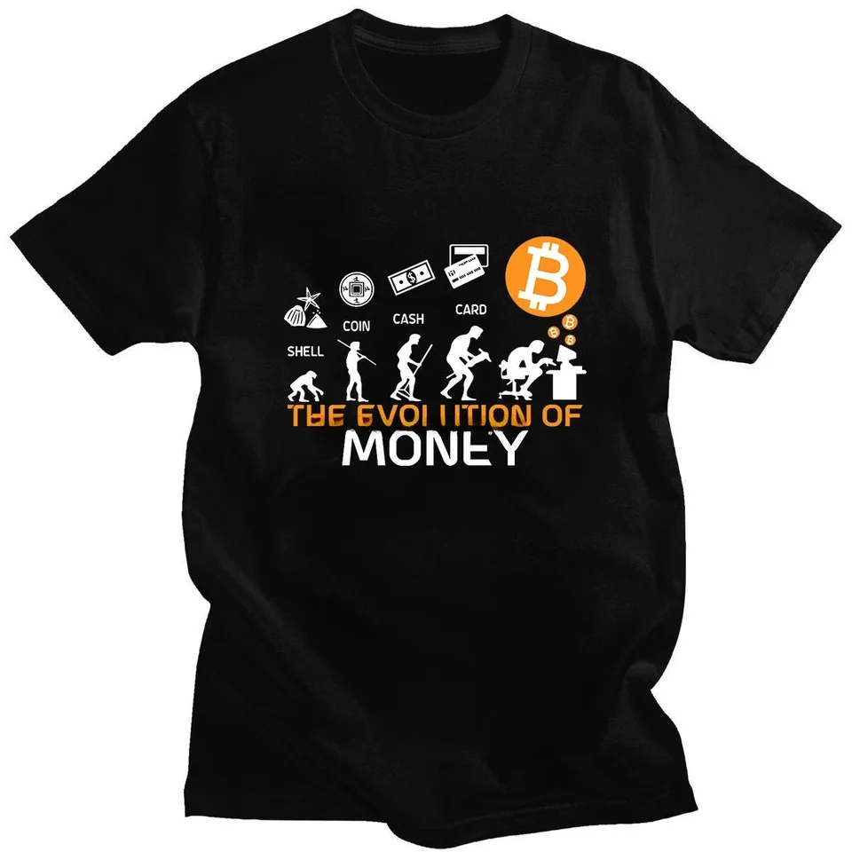 Letné tenké bavlnené tričko s krátkym rukávom voľné grafiky Vývoj peňazí vtipné bitcoin japonské harajuku jednoduché manga tlač