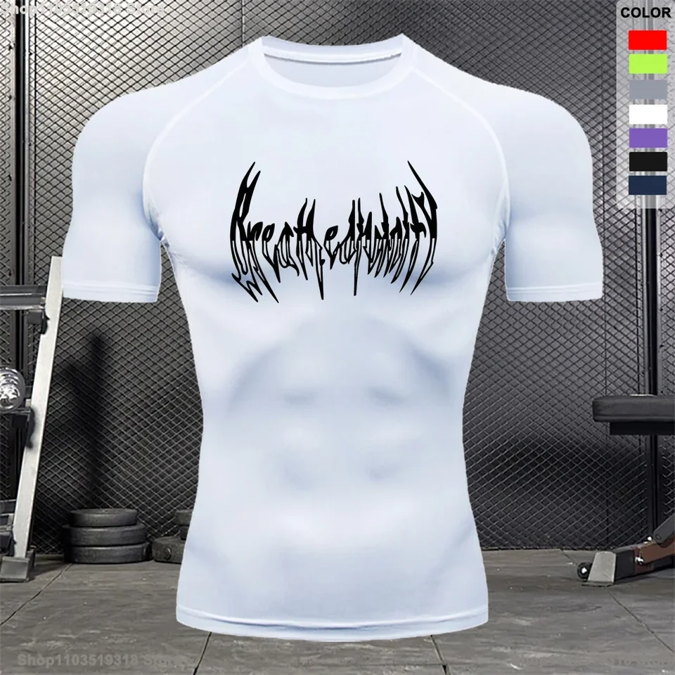 Letné vonkajšie cvičenie Top pánske pevne priliehajúce rýchle sušenie s krátkym rukávom Fitness Fashion Módne neformálne tričko Cyklovanie jogging S-3XL