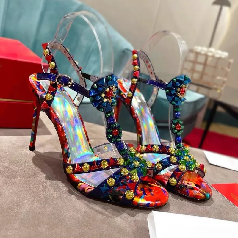 Letné vysoké podpätky gladiátor sandále Ženy luxusné krištáľové remienok Party Prom topánky Žena Rinestone shintto sandals