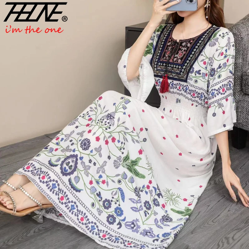 Letné šaty pre ženy rúž maxi long boho Bohemian indické oblečenie kórejské módne príležitostné šaty Vestidos para mjer