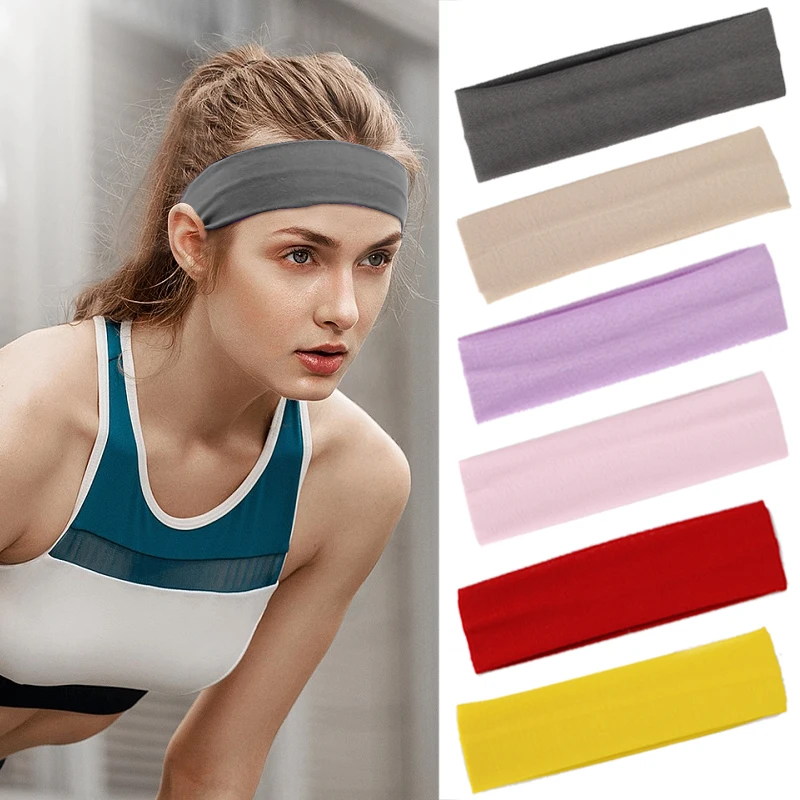 Letné športové jogy Ženy čelenky nastaviteľné bežecké absorbovanie potu elastické vlasové kapely Soild Girls Men Head Band Wholesale